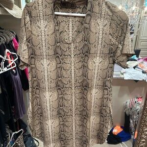 Python Print Women's Top - Brown